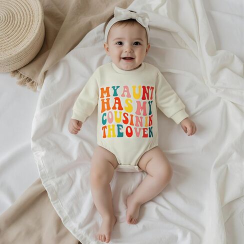 إعلان الطفل الزي الرضع حديثي الولادة كم طويل ابن عم كبير البلوز رومبير العمة الحمل تكشف وتتسابق in Kuwait