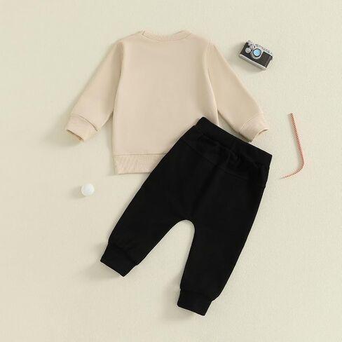 Toddler Baby Boy Hockey Outfit Eat Sleep Hockey Repeat Long Sleeve Sweatshirt Top Pants Set Fall Winter Clothes in Saudi Arabia
