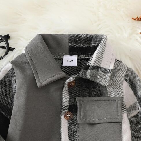 ​Baby Boys 2-Piece Boutique Set, Vintage Plaid Shirt with Classic Button Detail and Comfortable Pants in Kuwait