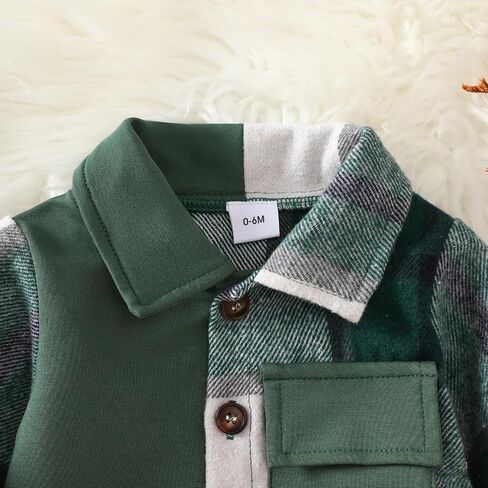 ​Baby Boys 2-Piece Boutique Set, Vintage Plaid Shirt with Classic Button Detail and Comfortable Pants in Kuwait