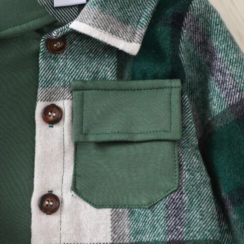 ​Baby Boys 2-Piece Boutique Set, Vintage Plaid Shirt with Classic Button Detail and Comfortable Pants in Kuwait