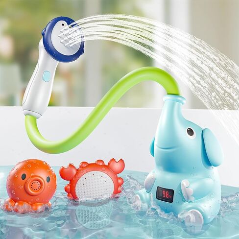 G-WACK Baby Bath Toys رشاش رأس الدش مع ميزان حرارة الماء للمواليد الجدد والأطفال الصغار والأطفال | إكسسوارات الطفل والأساسيات في حوض الاستحمام أو المغسلة | شامبو حمام شطف | USB قابلة للشحن-V2 in Kuwait