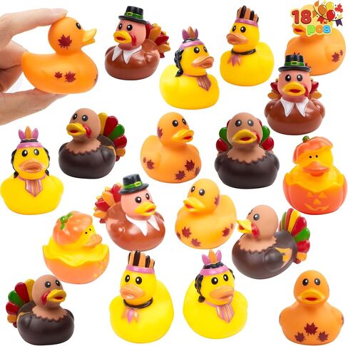 JOYIN 18PCS Thanksgiving Rubber Ducks for Boys Girls Kids & Toddlers, Thanksgiving Party Favor Gifts, Rubber Ducky Bath Toys, Kids Fun Bath Duck Toys in Saudi Arabia