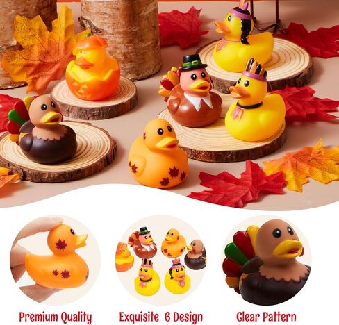 JOYIN 18PCS Thanksgiving Rubber Ducks for Boys Girls Kids & Toddlers, Thanksgiving Party Favor Gifts, Rubber Ducky Bath Toys, Kids Fun Bath Duck Toys in Saudi Arabia