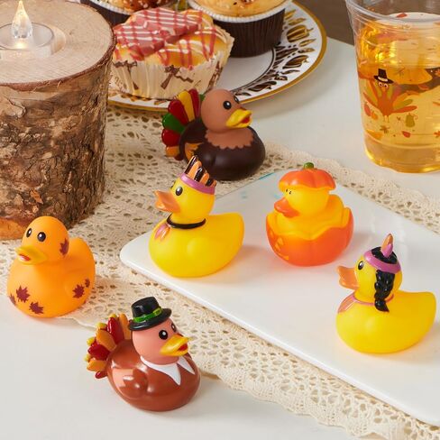JOYIN 18PCS Thanksgiving Rubber Ducks for Boys Girls Kids & Toddlers, Thanksgiving Party Favor Gifts, Rubber Ducky Bath Toys, Kids Fun Bath Duck Toys in Saudi Arabia