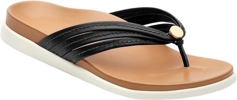 Vionic Women's Palm Catalina Toe-post Sandal - Ladies Flip-flop Concealed Orthotic Support Black 6 M US in Saudi Arabia