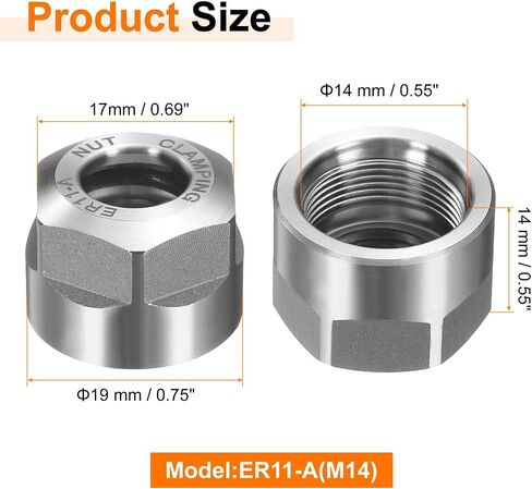 HARFINGTON ER20-A(M25) نوع صامولة تثبيت كوليت مع فتحات توازن ديناميكية 40Cr سبائك فولاذ لآلة CNC حامل أدوات طحن المخرطة، فضي لامع in Saudi Arabia
