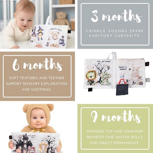 Ali+Oli Baby Cloth Book – Soft Sensory Crinkle Book for Infants 0-12 Months – Early Learning Touch & Feel Tummy Time Toy – Colorful taggies - Newborn Shower Gift - Farm Animals in Saudi Arabia