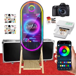 Magic Mirror Photo Booth with Camera and Printer, Mirror Photo Booth with Interactive Touch Screen, Built-in Mini PC with Instant Print Types of Photography Needs (50-21.5'' Mirror + Camera + Printer) in Saudi Arabia