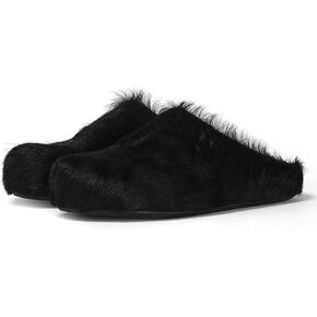 Womens Furry Mules Slip-ons Round Toe Faux Fur Slides Comfortable House Slippers Shoes Platform Clogs Fashion Cute Shoes in Kuwait