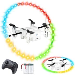 RC Drone for Kids, 360° Rotating LED Light–10 Dynamic Patterns, Beginners Indoor Small Helicopter Plane/Quadcopter, Boys and Girls Birthday and Xmas Gifts Toys in Saudi Arabia