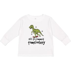 inktastic Dinosaur Off to Commit Tomfoolery Toddler Long Sleeve T-Shirt in Saudi Arabia