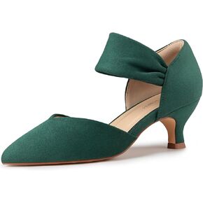 Women's Kitten Heels Pointed Closed Toe Ankle Strap Low Pumps Dress Shoes Slip On Pumps for Wedding Party Work in Saudi Arabia