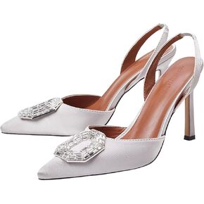 Vertundy Women's Rhinestone Slingback Pumps Pointed Toe Satin Crystal Stiletto High Heels Sandals Party Wedding Bride Pump Dress Shoes in Saudi Arabia