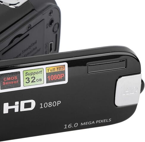كاميرا فيديو محمولة، كاميرا فيديو DV صغيرة بدقة 4K بدقة 48 ميجابكسل مع شاشة TFT قابلة للدوران مقاس 2.7 بوصة، ومسجل كاميرا تسجيل فيديو بتكبير رقمي 16x مع ضوء ملء، وكابل USB (أسود) in Kuwait