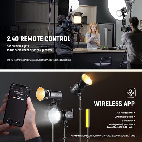 NEEWER FS230B LED Studio Video Light, 230W Bi Colour COB Continuous Lighting with 2.4G/APP Control, 110000Lux/m, 2700K-6500K, CRI 97+, Bowens Mount, Cleaning Cloth for Photography Video Recording in Saudi Arabia