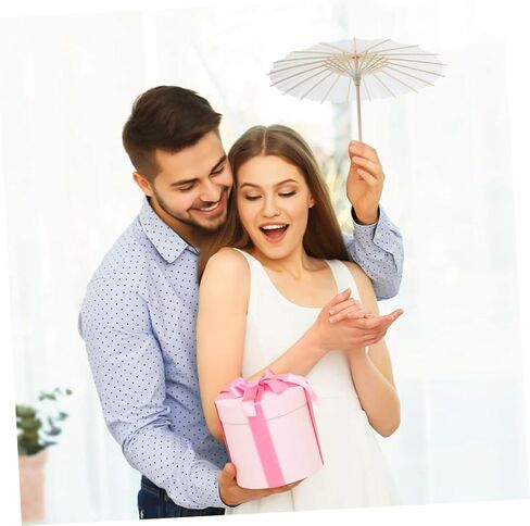 Luxshiny 2Pcs Decorative Blank Paper Umbrella for DIY Handcrafts Photography Diameter White Oiled Paper Parasol for Parties Festivals and Giving in Saudi Arabia