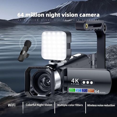 4K HD Digital Camera, 28X Zoom Video Recorder Auto Focus with 3 Inch Rotation Screen, Portable Selfie Vlog Camera Camcorder with LED Light for Travel in Saudi Arabia