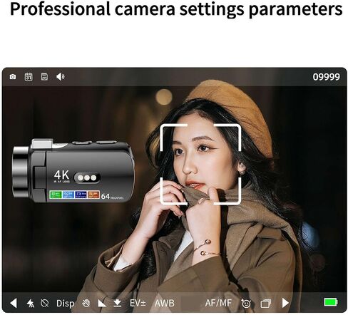 4K HD Digital Camera, 28X Zoom Video Recorder Auto Focus with 3 Inch Rotation Screen, Portable Selfie Vlog Camera Camcorder with LED Light for Travel in Saudi Arabia