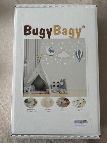 Dreamy Skies Nursery Wall Set – Elephant on Moon, Hot Air Balloon & Star Stickers (Blue Theme) in Saudi Arabia