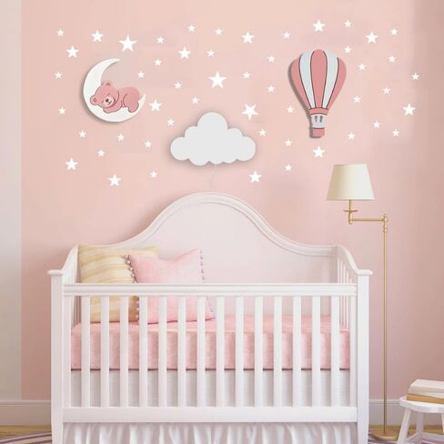 Dreamy Skies Nursery Wall Set – Elephant on Moon, Hot Air Balloon & Star Stickers (Blue Theme) in Saudi Arabia