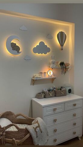 Dreamy Skies Nursery Wall Set – Elephant on Moon, Hot Air Balloon & Star Stickers (Blue Theme) in Saudi Arabia