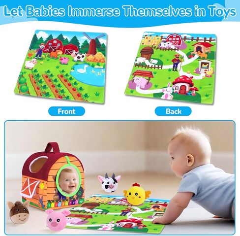Baby Toys 6-12 Months, Little People Farm with Crinkle, Rattle & Squeaker – Little People Barn with Stuffed Farm Animals for Newborn Infants, Montessori Learning Toys for Babies in Saudi Arabia