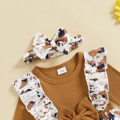 Western Baby Girl Clothes Horse Print Romper Bow Patchwork Jumpsuit Ruffle Sleeve Bodysuit Infant Cowgirl Outfit in Saudi Arabia