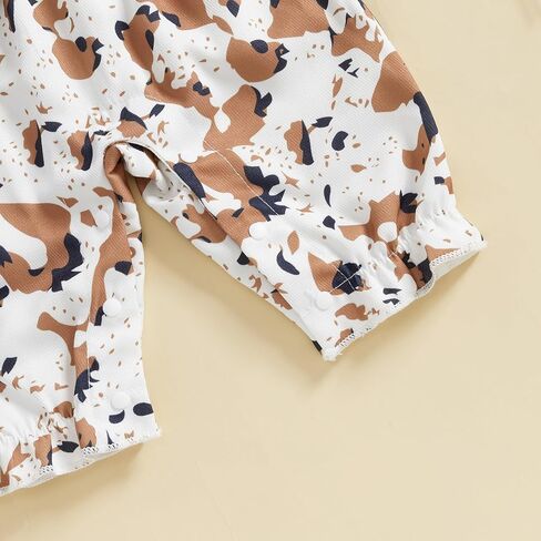 Western Baby Girl Clothes Horse Print Romper Bow Patchwork Jumpsuit Ruffle Sleeve Bodysuit Infant Cowgirl Outfit in Saudi Arabia