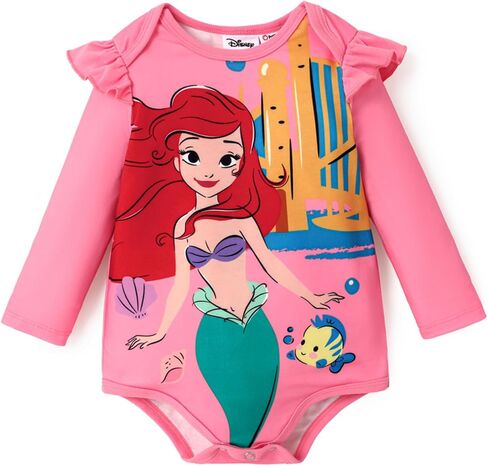 Disney Princess Ariel Belle Mickey Minnie Mouse Winnie the Pooh Baby Clothes Long Snap Bodysuit for Newborn to Infant in Kuwait