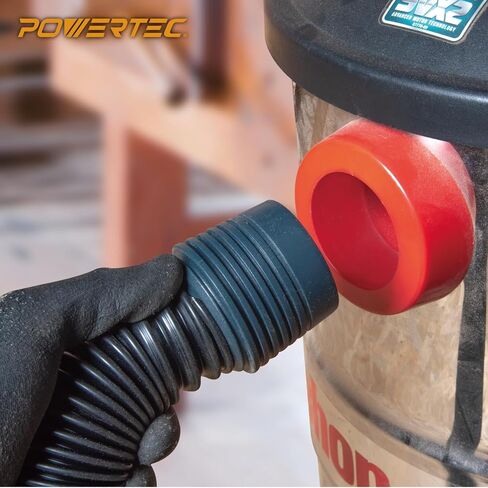 محول منفذ الغبار POWERTEC 70506 سريع التوصيل لمنفذ 1-3/4 بوصة ~ 2-1/2 بوصة إلى خرطوم جمع الغبار 4 بوصة و2-1/2 بوصة، مع محول ملولب لمجموعة خرطوم مكنسة كهربائية POWERTEC in Saudi Arabia