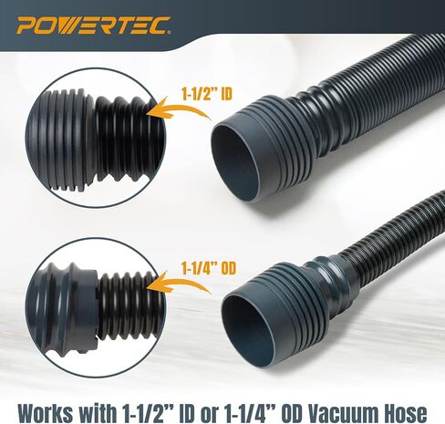 محول منفذ الغبار POWERTEC 70506 سريع التوصيل لمنفذ 1-3/4 بوصة ~ 2-1/2 بوصة إلى خرطوم جمع الغبار 4 بوصة و2-1/2 بوصة، مع محول ملولب لمجموعة خرطوم مكنسة كهربائية POWERTEC in Saudi Arabia