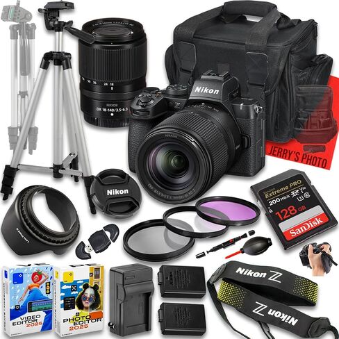 Nikon Z50 II Mirrorless Camera with Z DX 18-140mm f/3.5-6.3 VR Lens + 128 GB Memory + Extra Battery + Camera Case + Tripod + More (20pc Bundle) (Renewed) in Saudi Arabia