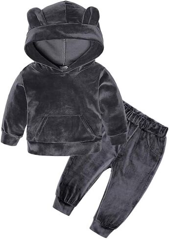 ROMPERINBOX Toddler Baby Boy Outfits Fleece Hoodie Sweatshirt and Pants Set Long Sleeve Fall Winter Clothes 12M-7Y in Kuwait