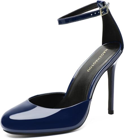 للجنسين الرجال النساء جولة تو الكعب العالي Stiletto براءات الاختراع والجلود الكعوب الكاحل حزام مضخات فستان أنيق أحذية الحفلات in Kuwait