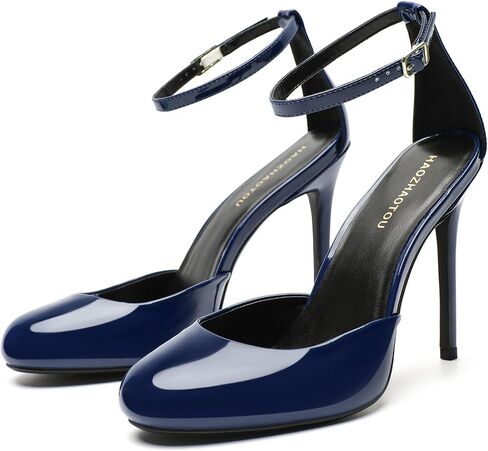 للجنسين الرجال النساء جولة تو الكعب العالي Stiletto براءات الاختراع والجلود الكعوب الكاحل حزام مضخات فستان أنيق أحذية الحفلات in Kuwait