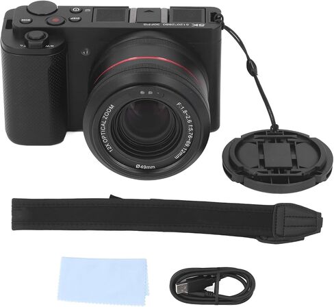 كاميرا رقمية للتصوير الفوتوغرافي، كاميرا 5K 64MP 30FPS HDR DSLR مع شاشة قلاب 3.2 بوصة 180 درجة تكبير بصري 12X، مستشعر CMOS، كاميرا تسجيل فيديو بتركيز تلقائي لصور شخصية للفيديو in Kuwait