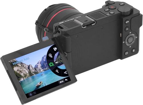 كاميرا رقمية للتصوير الفوتوغرافي، كاميرا 5K 64MP 30FPS HDR DSLR مع شاشة قلاب 3.2 بوصة 180 درجة تكبير بصري 12X، مستشعر CMOS، كاميرا تسجيل فيديو بتركيز تلقائي لصور شخصية للفيديو in Kuwait