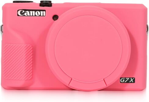حافظة لكاميرا Canon PowerShot G7 X Mark III الرقمية، ملحقات G7X Mark 3 خفيفة الوزن للسفر، حماية كاملة ناعمة G7X Mark 3 حافظة سيليكون غطاء حماية للعدسة قابل للفصل (وردي) in Saudi Arabia