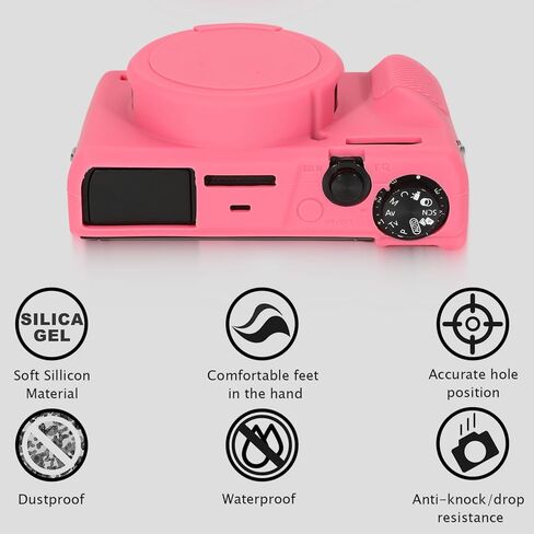 حافظة لكاميرا Canon PowerShot G7 X Mark III الرقمية، ملحقات G7X Mark 3 خفيفة الوزن للسفر، حماية كاملة ناعمة G7X Mark 3 حافظة سيليكون غطاء حماية للعدسة قابل للفصل (وردي) in Saudi Arabia