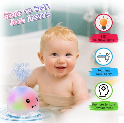 Light Up Bath Toy Sprinkler for Babies, Rechargeable Bathtub Pool Water Toys Baby Gifts for Toddlers, Shower Essentials (Frog) in Saudi Arabia