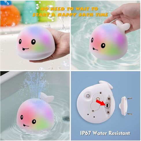 Light Up Bath Toy Sprinkler for Babies, Rechargeable Bathtub Pool Water Toys Baby Gifts for Toddlers, Shower Essentials (Frog) in Saudi Arabia