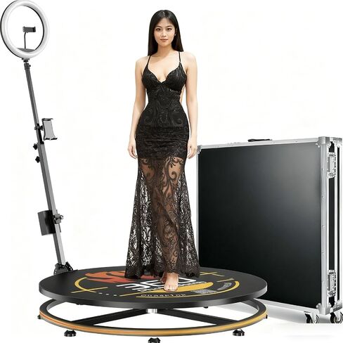 Portable 360 Photo Booth for Parties – RGB Lighting, APP Control & Protective Flight Case in Saudi Arabia