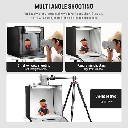NEEWER 50W Upgraded Photo Studio Light Box & Mini Camera Flash Light, 24"x24" Portable Folding Photography Lightbox, 4 Backdrops, 5600K 160 LEDs 5200lx/0.5m Picture Booth Tent for Jewelry Electronics in Saudi Arabia