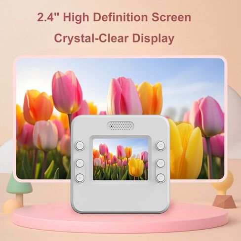 كاميرا طباعة فورية من EBTOOLS، شاشة LCD مقاس 2.4 بوصة، صورة بدقة 24 ميجابكسل، تسجيل فيديو بدقة 1080 بكسل، شحن سريع من النوع C، ملصقات مدمجة ومرشحات ألوان، عدسة دوارة 180 درجة، مع ورق طباعة in Kuwait