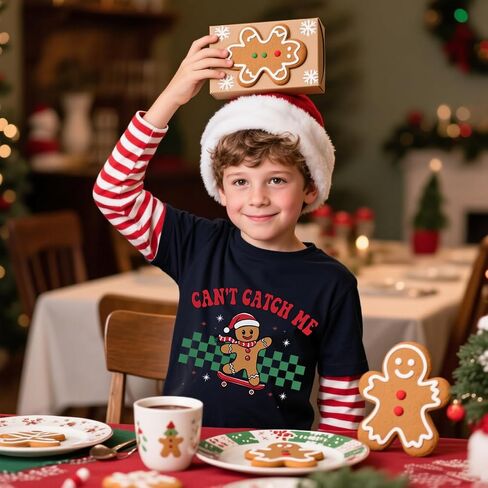 Christmas Shirts for Toddler Boys Girls Funny Striped Long Sleeve Ugly Xmas Tree Navy Blue Tees Tops 2-7 Years in Saudi Arabia