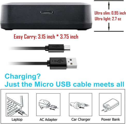 Kastar 2X Battery + USB Dual Charger for Kod KLIC-5001 and Easyshare P712 P850 P880 Z730 Z760 Z7590 DX6490 DX7440 DX7590 DX7630 Sanyo DB-L50 DMX-WH1 HD1010 FH11 HD2000 VPC-WH1 HD2000 HD1010 HD1000 in Saudi Arabia