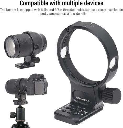 Zopsc for Tamron T28 300mm Tripod Collar Ring, Lens Support Bracket with Quick Release Plate, 1 4 and 3 8in Threaded Hole for Tripod Monopod, Anti Slip Aluminum Alloy Mount in Saudi Arabia