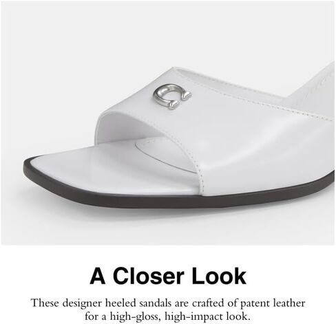 Coach Women's Sculpted C Block Heel Sandal Heeled, Optic White, 9.5 in Saudi Arabia