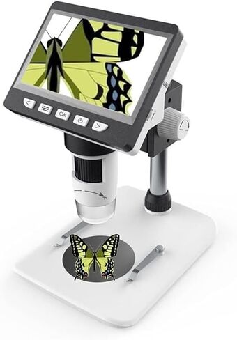 4.3" HD LCD Digital Desktop Microscope, 50X-1000X Magnification, Portable, Dual Power Supply, for Board Repair & Insect Observation in Kuwait